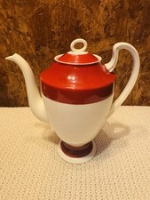 Mid-century Aynsley Teapot Featuring Two-tone Red  & White Design