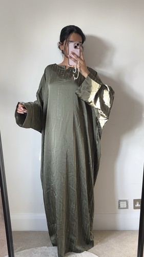 Green silk abaya dress - silk,