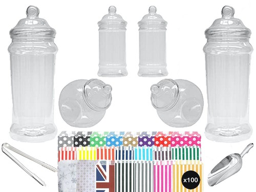 Plastic sweet jars 100 bags - plastic,