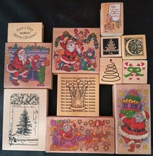 Christmas Set Of Twelve Rubber Stampers