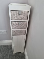 White Slimline Cabinet, 3 Drawers And Cupboard