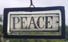 Stained Glass Peace church light amber leaded hanging piece