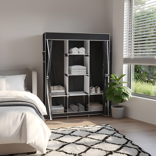 Large fabric canvas wardrobe - canvas,