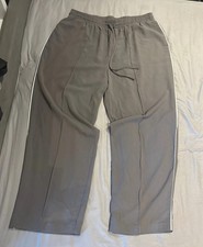 primark white and grey linen style wide leg trousers size XL