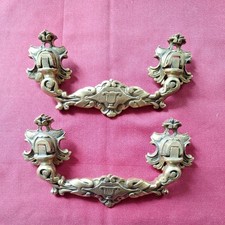 Solid Brass Drawer Handles Vintage French Roccoco Style 17cm Wide Heavy c.360g