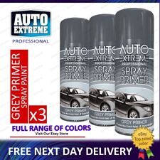 3x Auto Grey Primer Spray Paint Aerosol Car Bike Metal Wood Plastic 400ml