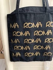 Roma Black Fabric Zippered Tote  bag