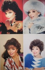 SET OF 4 ORIGINAL 1980s JOAN COLLINS DYNASTY FAN PHOTO'S WITH PRINTED AUTOGRAPHS