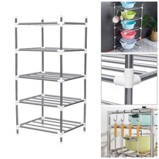 5 Tier Kitchen Pot Pan Saucepan Storage Rack Holder Chrome Organiser Stand Shelf