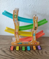 Click Clack Car Track With 6 wooden brightly coloured Cars Included Kids Toy.   