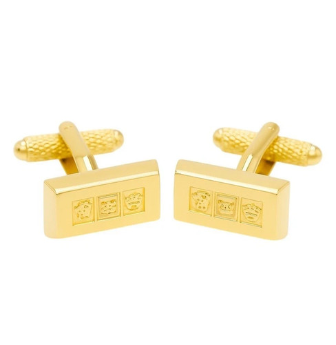 Gold bar cufflinks onyx art - cufflinks,