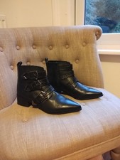 Office Pointed Toes Buckle Detail Ankle Boots Hardly Worn