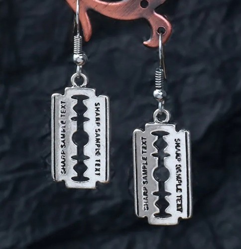 Razor blade silver tone drop - blade,