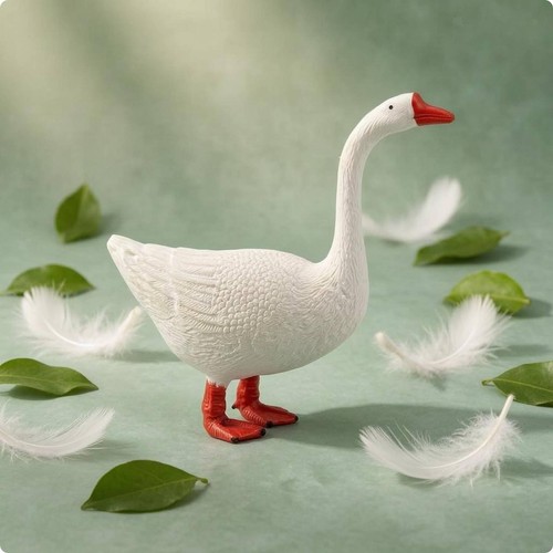 Goose figurine molded - goose, feather