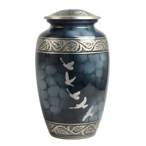 Large blue aluminium cremation - aluminium,