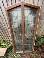 TWO Antique 1930s STAINED Glass, Double Glazed  Windows