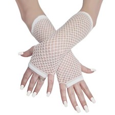 White Long Fishnet Gloves Lace