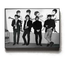 Rare Framed 1964 The Beatles and cartoon images Vintage Photo Jumbo Giclée Print