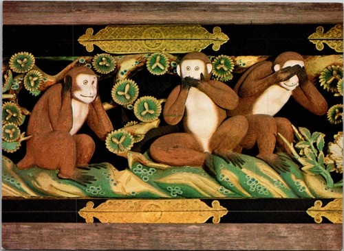 C1980 three wise monkeys wood - c1980,