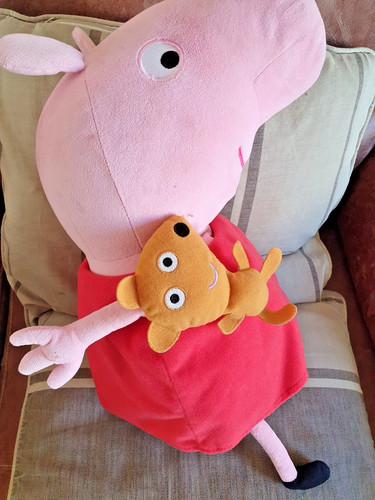 Large peppa pig with - with, teddy