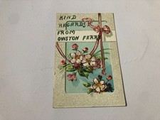OWSTON FERRY nr Scunthorpe Gainsborough Doncaster c1905 vintage Xmas postcard