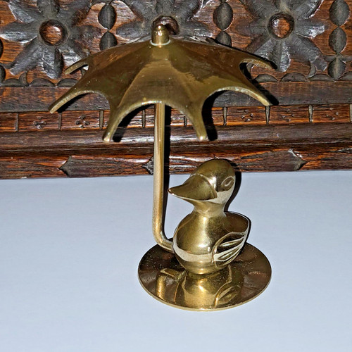 Vintage brass duck with - duck,