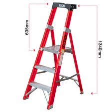 Excel Heavy Duty Electricians Fibreglass Platform Step Ladder 3 Tread 1.34m