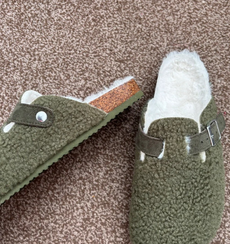 Dunelm olive green fluffy borg - dunelm,