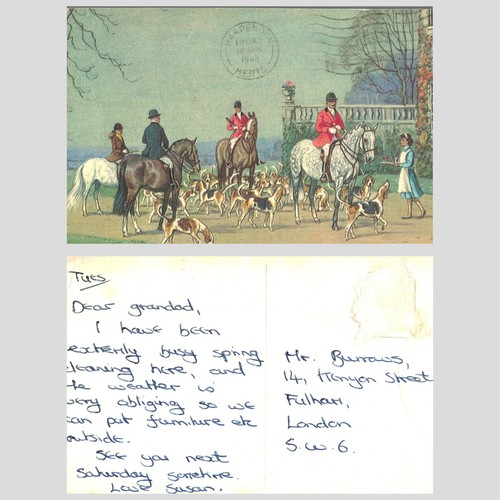 Vintage postcard fox hunting - postcard,
