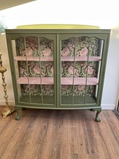 Olive Green Large Drinks Cocktail Art Deco Pink Cabinet 