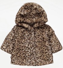 Gorgeous Baby Girls Leopard Print Faux Fur Coat jacket 0-3 - 12-18 Months New