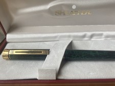 Vtg. Sheaffer Targa White Dot Marbled green Fountain Pen 585 14K Gold Nib In Box