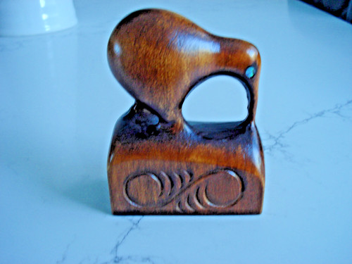 Vintage carved wooden kiwi - wooden,