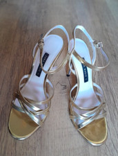 Zara Basic Collection Gold 4" Stiletto Heel Sandals Size 4 VGC