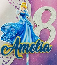 Personalised Disney Princess Cinderella Inspired Cake Topper, Birthday Cake Deco