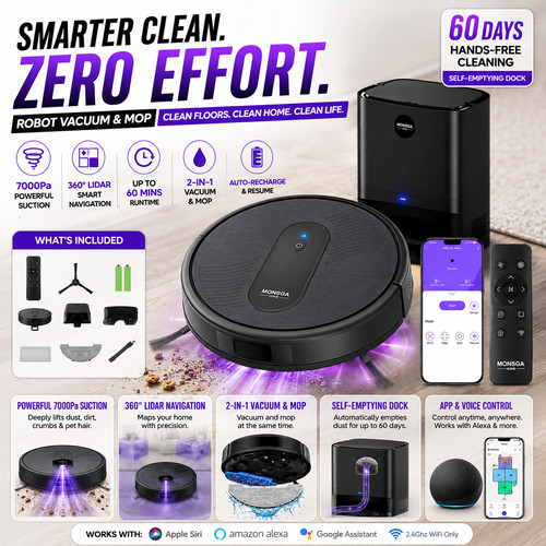 Robot vacuum mop 4000pa 140min - 4000pa,