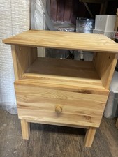 Oak Wood Side Table/ Night Stand With Shelf And Drawer| Very Good