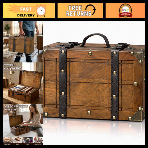 Vintage wooden luggage trunk - vintage,