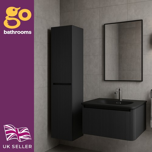 Grey ribbed tall - storage, unit