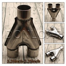 Universal Stainless Steel Exhaust Y-Pipe Piece Adapter 2.25" Single & 2.25" Dual
