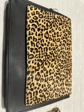 ZARA Faux Leather Handbag with Leopard Print Detail Flap Long Strap Side Bag