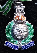 NO RESERVE Sterling SilverRoyal Marines Sweetheart Brooch Badge Vintage