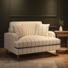 Cream Chenille Grey Striped