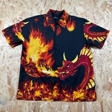 Vintage 1990s Duke Jeans Dragon Flame Shirt Hip Hop School Disco L