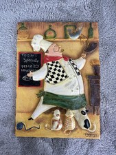 Fat Chef Decor Kitchen Art "Today's Special" 3 Hungry Kittens Signed Durham