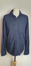 TOPSHOP Ladies UK10 Dark Blue Collared Long Sleeve Denim Style Shirt/Blouse H