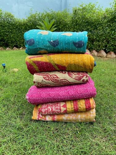 Vintage kantha quilt throw - vintage,
