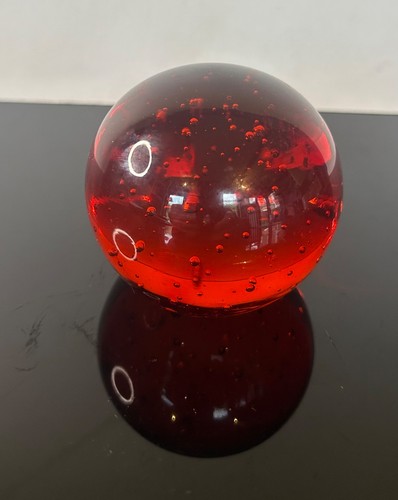 Ikea red glass paperweight - ikea,
