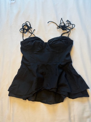 Black corset peplum bustier - corset,