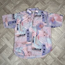 C&A Vintage Series 9000 Patterned Jazzy Abstract 90s Short Sleeve Shirt Men’s MD